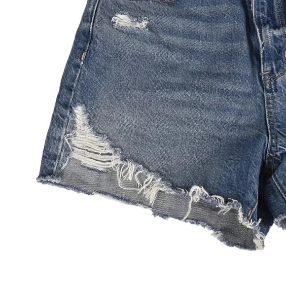 American Eagle Highest Rise Mom Jean Short Blue Denim Distressed Size 2 - Picture 6 of 14